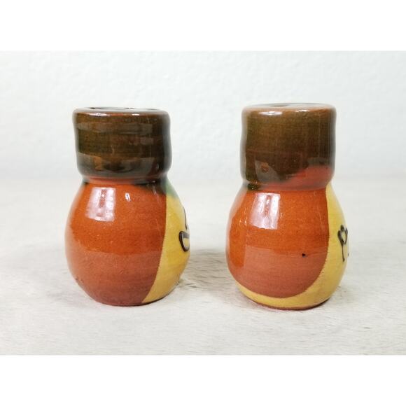 Salt & Pepper Shakers Folk Pottery Sal Pimienta 2 1/2" Ceramic 80's Home Decor - Picture 11 of 15